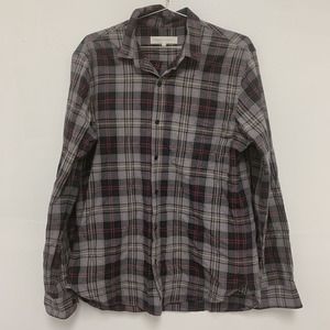 Shades of Greige Mens Extra Large Button Down Plaid Shirt